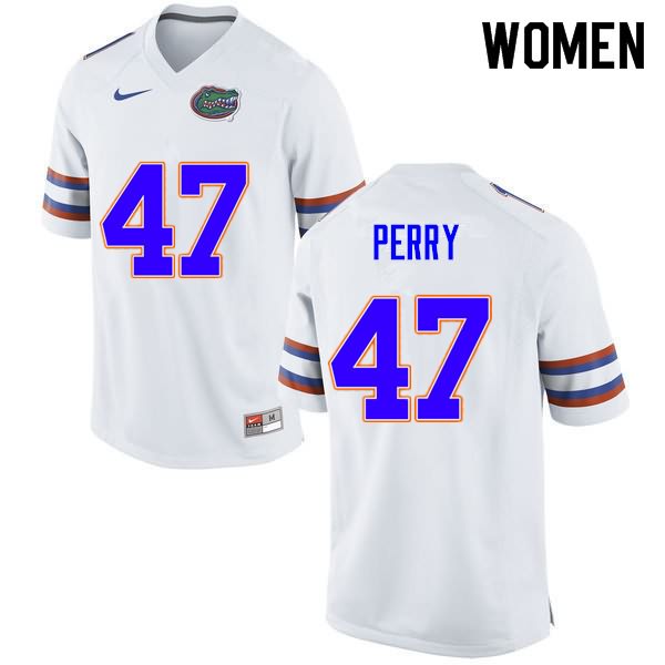 NCAA Florida Gators Austin Perry Women's #47 Nike White Stitched Authentic College Football Jersey MAV4264EK